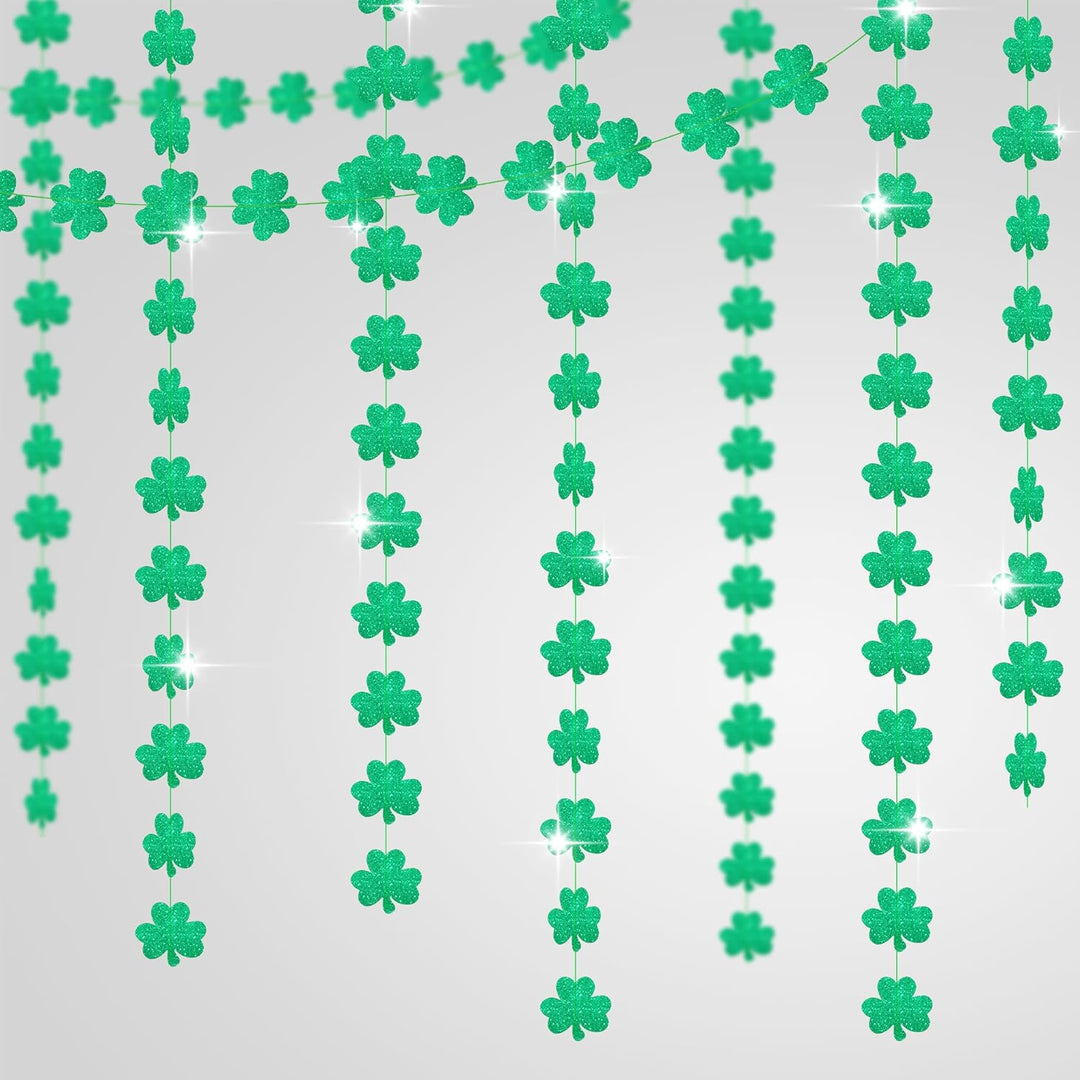 KatchOn, Glitter St Patricks Day Shamrock Garland - 6 Strings, No DIY | Shamrock Streamer, St Patricks Day Decorations | Shamrock Decorations | St Patricks Day Garland for St Paddys Day Decorations
