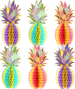 KatchOn, Big Pineapple Centerpieces for Tables - 12 Inch, Pack of 6 | Luau Party Decorations | Tropical Party Decorations, Beach Party Decorations, Hawaiian Decorations, Pineapple Party Decorations