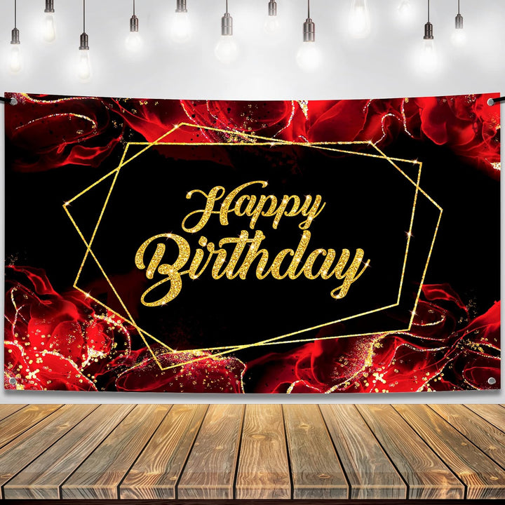 KatchOn, Red and Black Happy Birthday Banner - XtraLarge 72x44 Inch | Red and Black Birthday Decorations | Happy Birthday Wall Banner for Black and Red Birthday Decor | Red and Black Party Decorations