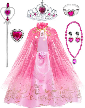 KatchOn, Princess Costume for Girls with Cape - Girls Princess Dress up Costume with Accessories Crown, Necklace and Bracelet