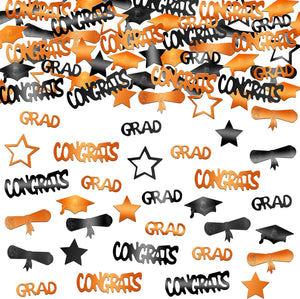KatchOn, Orange and Black Graduation Confetti 2024 - Pack of 1000 | Graduation Decorations Class of 2024 | Graduation Centerpieces for Tables 2024 | 2024 Orange and Black Graduation Decorations