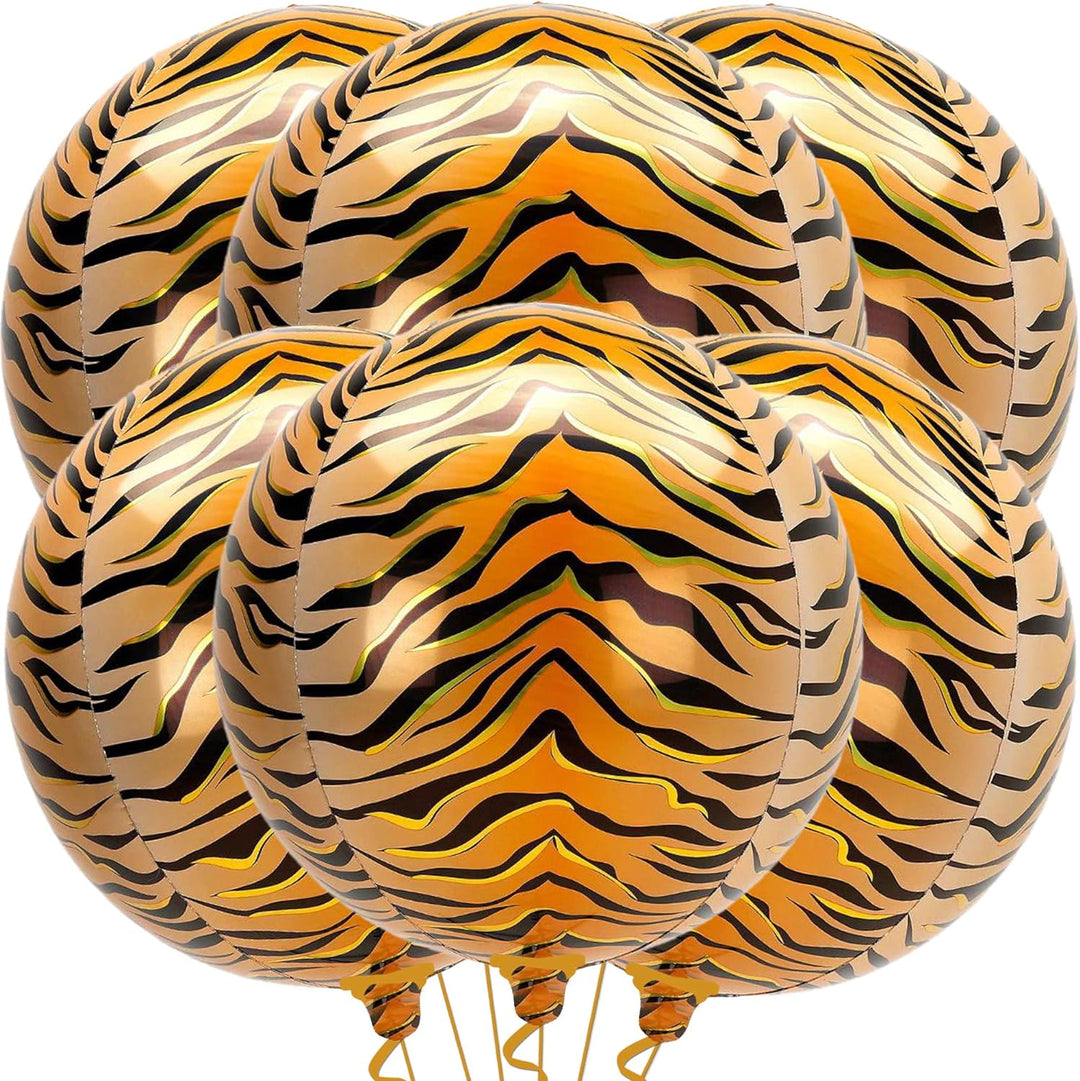 KatchOn, Big Tiger Balloons for Birthday Party - 22 Inch, Pack of 6 | Tiger Stripe Balloons, Tiger Party Decorations | Tiger Print Balloons | Tiger Birthday Decorations | Tiger Decorations for Party
