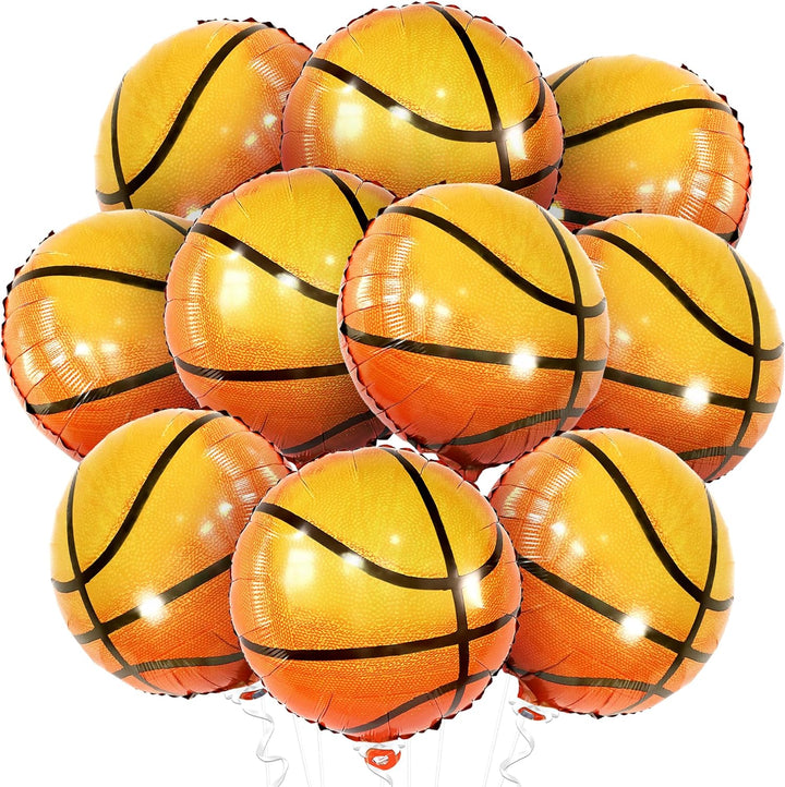 KatchOn, Big Pack of 10, Basketball Balloons - 18 Inch, Basketball Decorations | Mylar Basketball Balloon for Homecoming Decorations, Basketball Party Decorations | Basketball Birthday Decorations