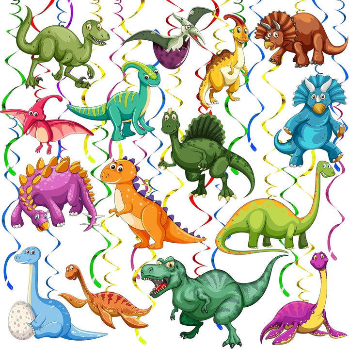 KatchOn, Hanging Dinosaur Decorations for Birthday Party - Pack of 42, No DIY | Dinosaur Hanging Swirls | Dinosaur Birthday Party Supplies | Dinosaur Party Decorations | Dinosaur Classroom Decorations