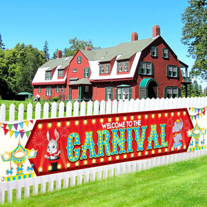 KatchOn, XtraLarge Welcome To The Carnival Banner - 120x20 Inch | Carnival Theme Party Decorations | Circus Theme Party Decorations | Carnival Decorations for Event Outdoor | Circus Party Decorations