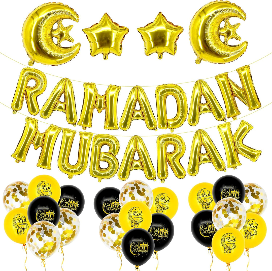 KatchOn, Ramadan Mubarak Balloons Set - Pack of 40 | Moon and Star Ramadan Balloons for Ramadan Decorations for Home 2024 | Ramadan Decorations Balloon for Ramadan Mubarak Decorations | Eid Decoration