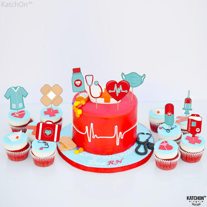 Katchon, Nurse Cupcake Toppers 2026 - Pack of 30 | Nurse Party Decorations | Medical Cake Decorations | Nurse Themed Party Decorations | 2026 Graduation Decorations