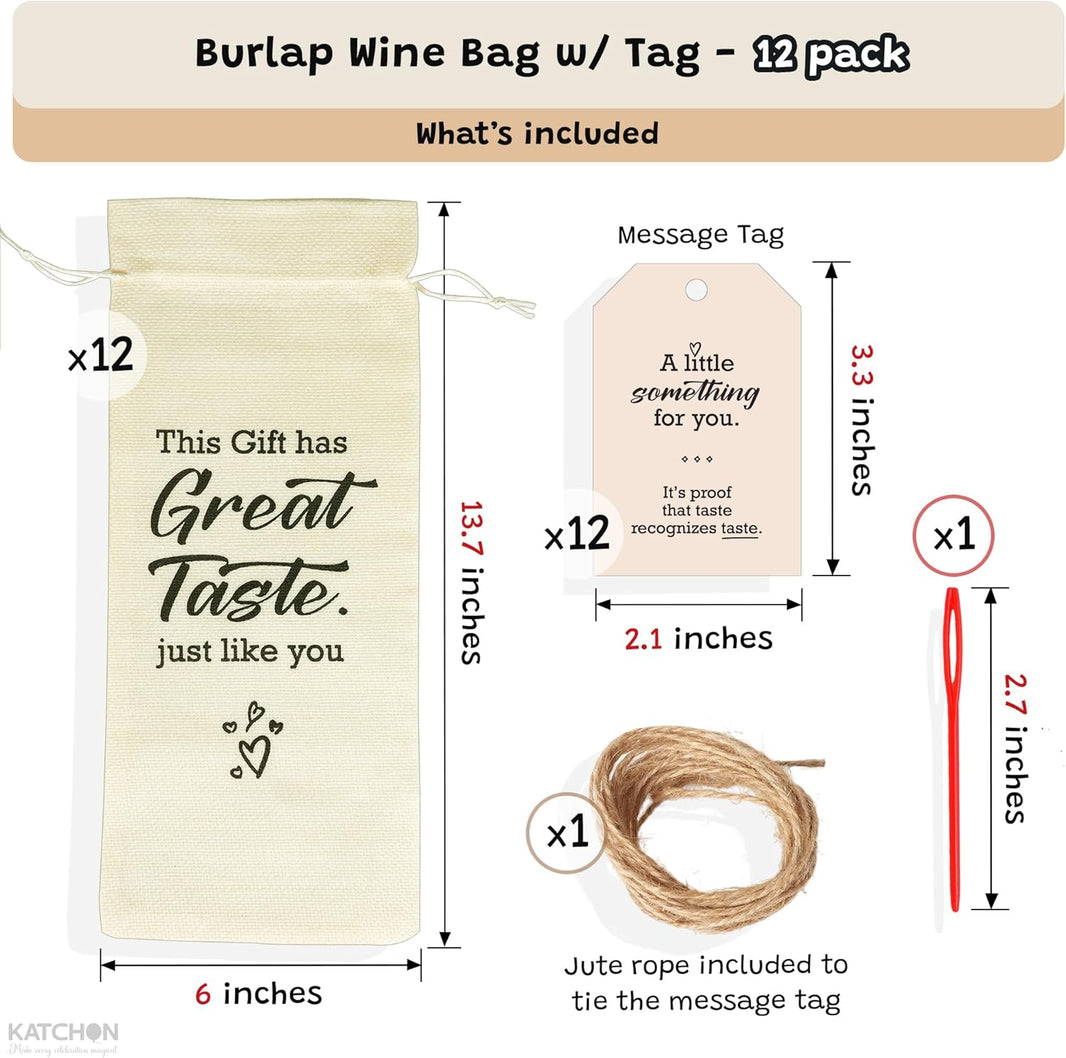 KatchOn, Graduation Wine Bag with Tag – 12 Pack Burlap Wine Bags for Wine Bottles Gifts | Wine Bottle Gift Bags, Wine Gift Bags for Wine Bottles | Graduation Gifts 2026, Gift for Her & Him