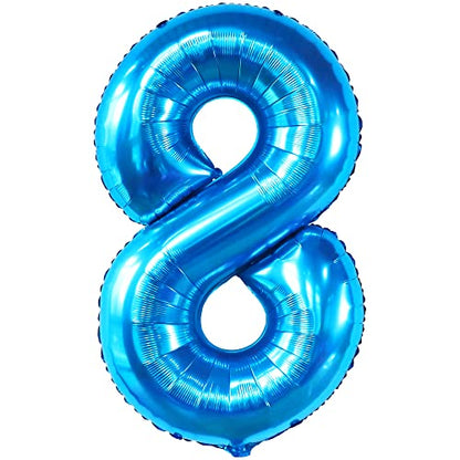 KatchOn, Giant Blue 8 Balloon - 40 Inch | Blue 8 Number Balloon| 8 Birthday Balloon, 8th Birthday Decorations | Number 8 Balloon Blue for Blue 8 Year Old Boy Birthday Decorations