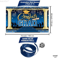 KatchOn, XtraLarge Blue Congrats Grad Banner - 72x44 Inch, 2026 Graduation Backdrop | Blue Grad Banner Class of 2026 Grad Party Decorations, Graduation Decorations 2026