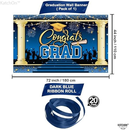 KatchOn, XtraLarge Blue Congrats Grad Banner - 72x44 Inch, 2026 Graduation Backdrop | Blue Grad Banner Class of 2026 Grad Party Decorations, Graduation Decorations 2026
