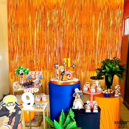 KatchOn, XtraLarge Orange Fringe Backdrop Curtain - 3.2x8 Feet, Pack of 2 | Orange Streamers for Basketball Party Decorations, Birthday Decorations, Graduation Decorations 2025 | Basketball Backdrop