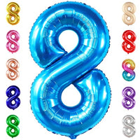 KatchOn, Giant Blue 8 Balloon - 40 Inch | Blue 8 Number Balloon| 8 Birthday Balloon, 8th Birthday Decorations | Number 8 Balloon Blue for Blue 8 Year Old Boy Birthday Decorations