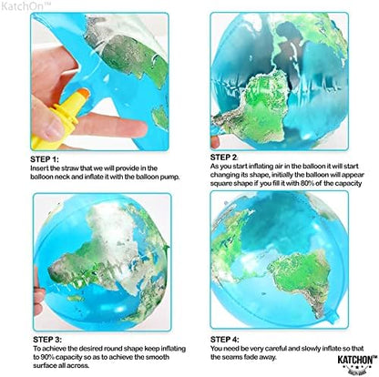 KatchOn, Globe Balloons for Earth Day Decorations - Huge 22 Inch, Pack of 6 | 4D World Map Balloons | Earth Balloons for Party | World Balloons for Globe Decorations, Bon Voyage Party Decorations