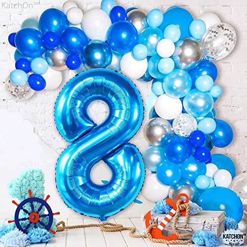 KatchOn, Giant Blue 8 Balloon - 40 Inch | Blue 8 Number Balloon| 8 Birthday Balloon, 8th Birthday Decorations | Number 8 Balloon Blue for Blue 8 Year Old Boy Birthday Decorations