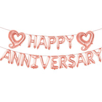 KatchOn Rose Gold Anniversary Balloons - 18 inch Letters, Hook Heart | Rose Gold Anniversary Banner & Backdrop