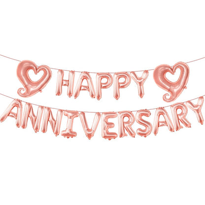 KatchOn Rose Gold Anniversary Balloons - 18 inch Letters, Hook Heart | Rose Gold Anniversary Banner & Backdrop