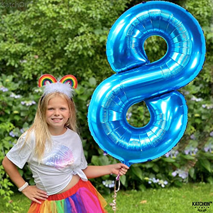KatchOn, Giant Blue 8 Balloon - 40 Inch | Blue 8 Number Balloon| 8 Birthday Balloon, 8th Birthday Decorations | Number 8 Balloon Blue for Blue 8 Year Old Boy Birthday Decorations