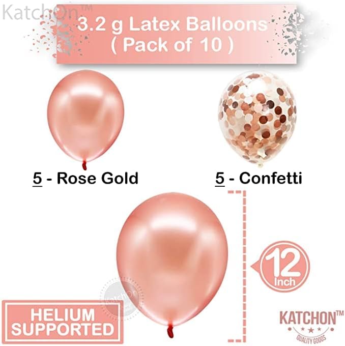 KatchOn, Rose Gold 18 Balloon Numbers - 40 Inch | 18th Birthday Balloons with Confetti Balloons | Rose Gold 18th Birthday Decorations for Girls | 18th Balloon Numbers, Happy 18th Birthday Decorations