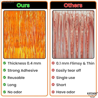 KatchOn, XtraLarge Orange Fringe Backdrop Curtain - 3.2x8 Feet, Pack of 2 | Orange Streamers for Basketball Party Decorations, Birthday Decorations, Graduation Decorations 2025 | Basketball Backdrop