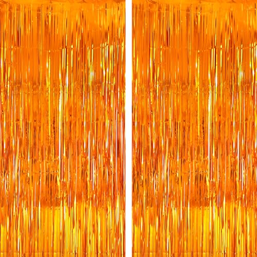 KatchOn, Orange Streamers - Pack of 2 | Thanksgiving Backdrop for Thanksgiving Decorations | Orange Fringe Backdrop for Birthday, Friendsgiving Party Decorations | Basketball Party Decorations