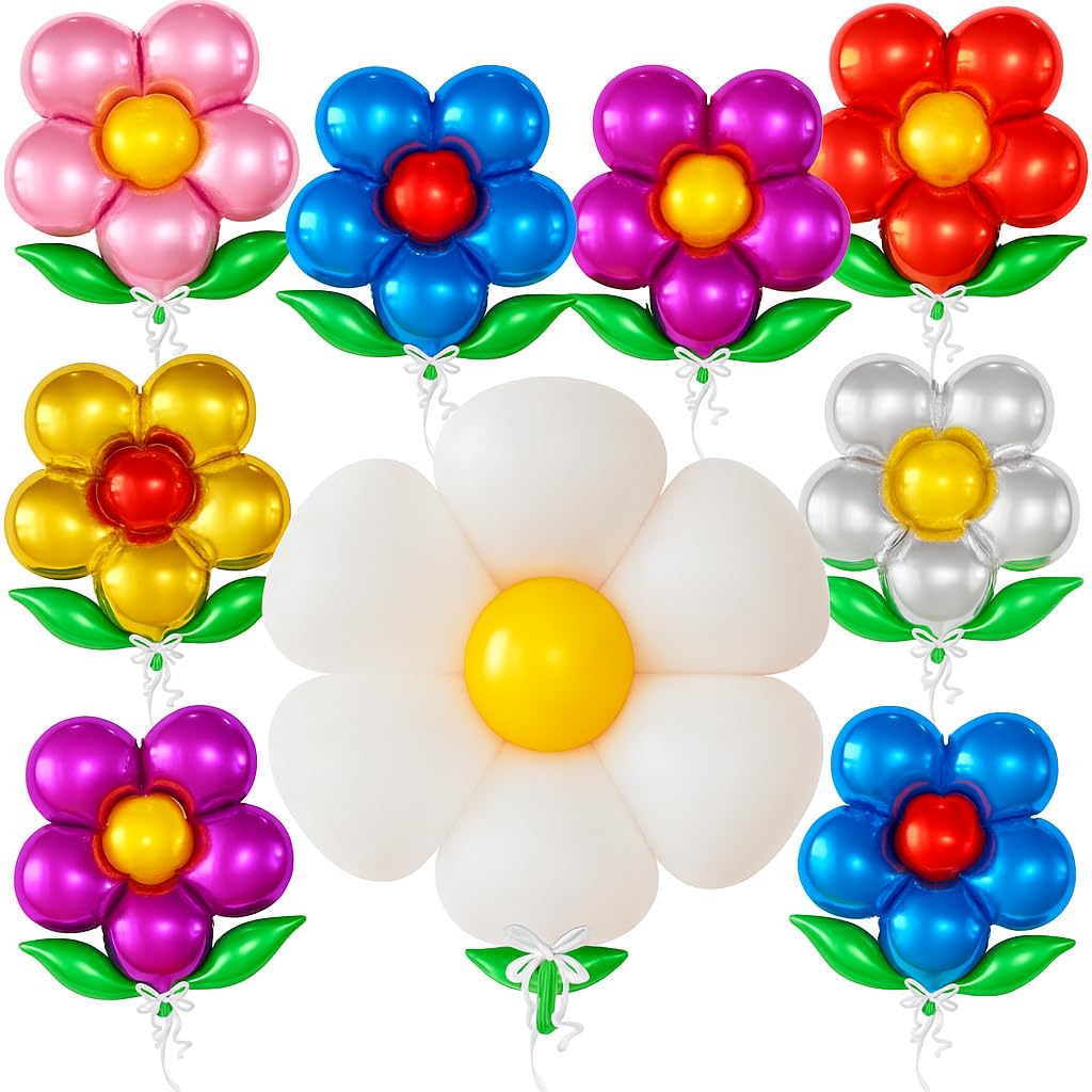 Katchon, Huge Colorful Daisy Balloons -30 Inch, Pack Of 9 | Birthday Balloons For Flower Birthday Decorations | Flower balloons, Daisy birthday Party Decorations, flower Baby Shower decorations