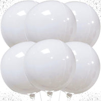 KatchOn, Round White Foil Balloons - 22 Inch, Pack of 6 | 4D Mylar White Balloons for Party Decorations | Metallic Balloon for Birthday, Anniversary, Bridal Shower, Baby Shower Decorations