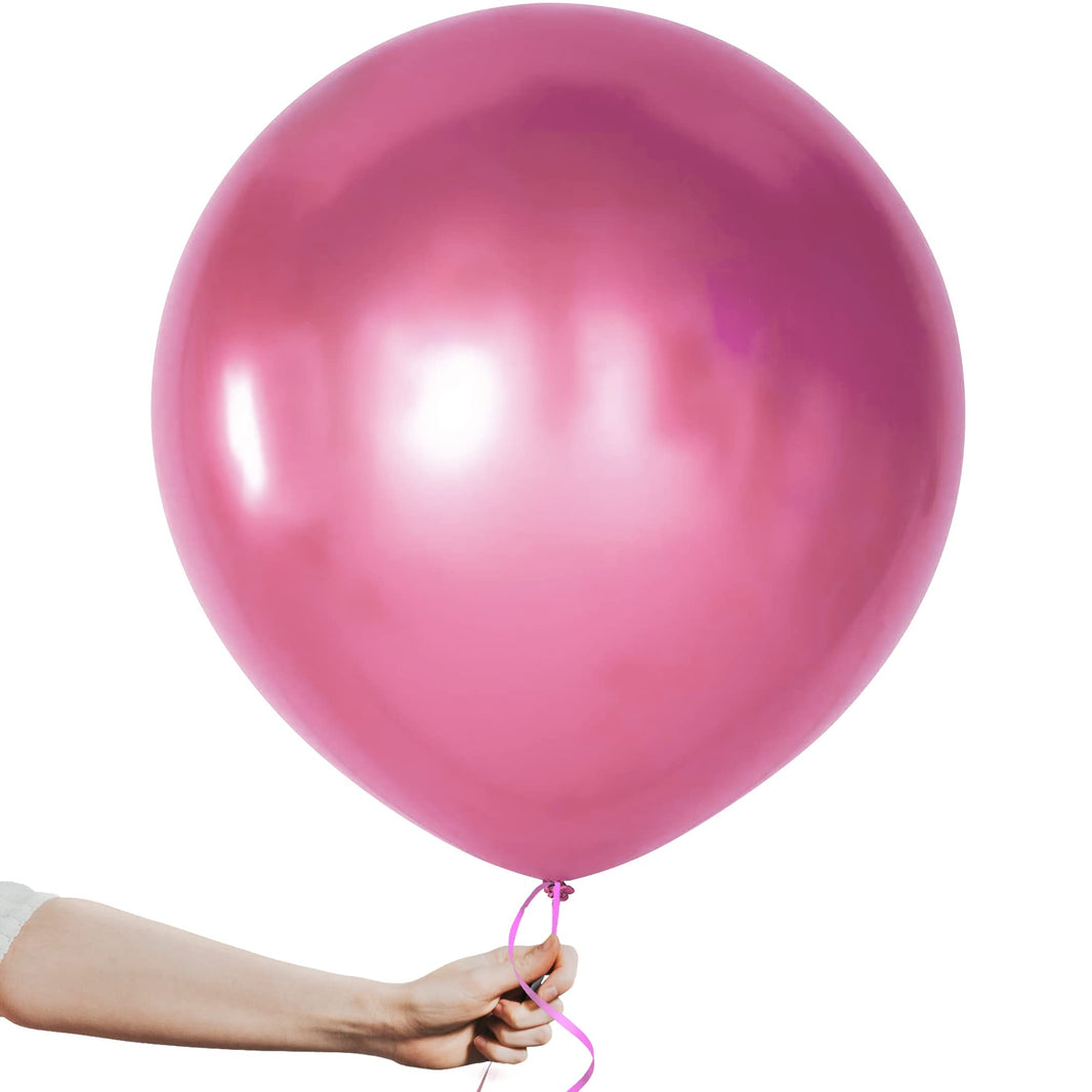 KatchOn, Huge Metallic Hot Pink Balloons - 18 Inch, Pack of 10 | Pink Metallic Balloons for Birthday Decorations | Latex Balloon | Gender Reveal Decorations