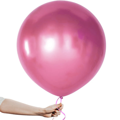 KatchOn, Huge Metallic Hot Pink Balloons - 18 Inch, Pack of 10 | Pink Metallic Balloons for Birthday Decorations | Latex Balloon | Gender Reveal Decorations