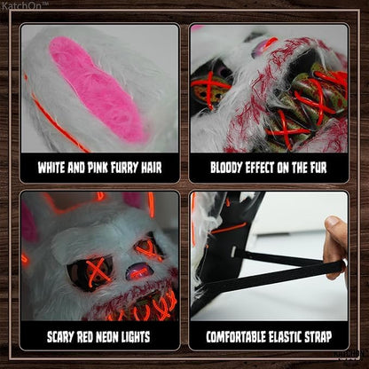 KatchOn, Halloween Mask LED Light Up Bunny Mask - 13x10 Inch The Purge Bunny Mask | Realistic Movie Cosplay, Halloween Cosplay Party | Masquerade Parties | Halloween Festival