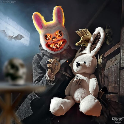 KatchOn, Halloween Mask LED Light Up Bunny Mask - 13x10 Inch The Purge Bunny Mask | Realistic Movie Cosplay, Halloween Cosplay Party | Masquerade Parties | Halloween Festival