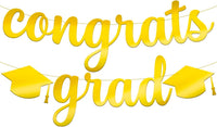 KatchOn, Shiny Congrats Grad Banner - 10 Feet, No DIY | Graduation Banner for Congratulations Graduate 2026 | Gold Graduation Decorations | Congratulations Banner, Graduation Party Decorations 2026