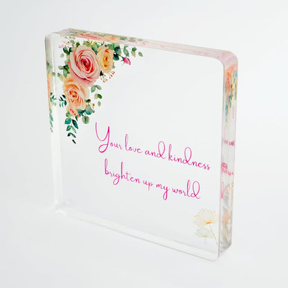 KatchOn, Floral Acrylic Plaque Glass Keepsake - Valentines Day gifts for Her | Anniversary, Birthday Gifts for Mom, Galentines Gifts for Friends, Girlfriend | Thank You Gift for Women, Teachers