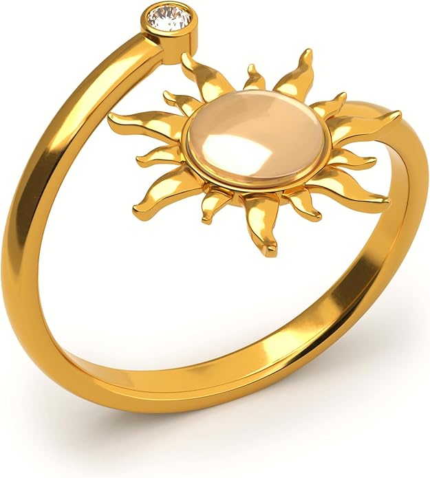 KatchOn, Elegant Sun Ring For Women â€“ Adjustable, 0.7 Inch | Valentines Day Gifts for Her | Sunflower Ring Gift for Women, Mom, Gold Adjustable Rings | Galentines Day Gifts, Wife, Girlfriend