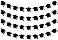 KatchOn, Felt Black Graduation Cap Garland - 4 String | Grad Garland Class of 2026, Grad Decor Class of 2026 | Black 2026 Grad Party Decorations, Graduation Decorations 2026