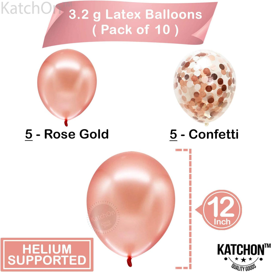 KatchOn, Rose Gold Number 12 Balloons - 40 Inch | 12th Birthday Decorations for Girls | 12th Birthday Balloons with Confetti Balloons | 12 Birthday Balloon for Girls | Number 12 Balloons for Birthdays