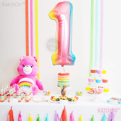 KatchOn, Giant 40 Inch, Rainbow Number 1 Balloons - Number One Balloon for First Birthday | Rainbow 1 Year Old Balloons | First Birthday Decorations