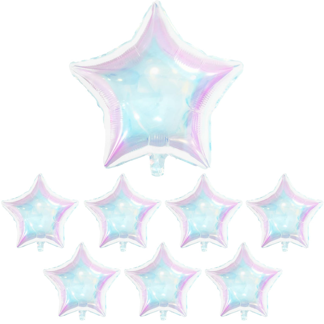 KatchOn, Transparent Iridescent Star Balloons - Big 19 Inch, Pack of 8 | Holographic Balloons, Iridescent Party Decorations | Iridescent Balloons | Clear Star Balloons, Holographic Party Decorations