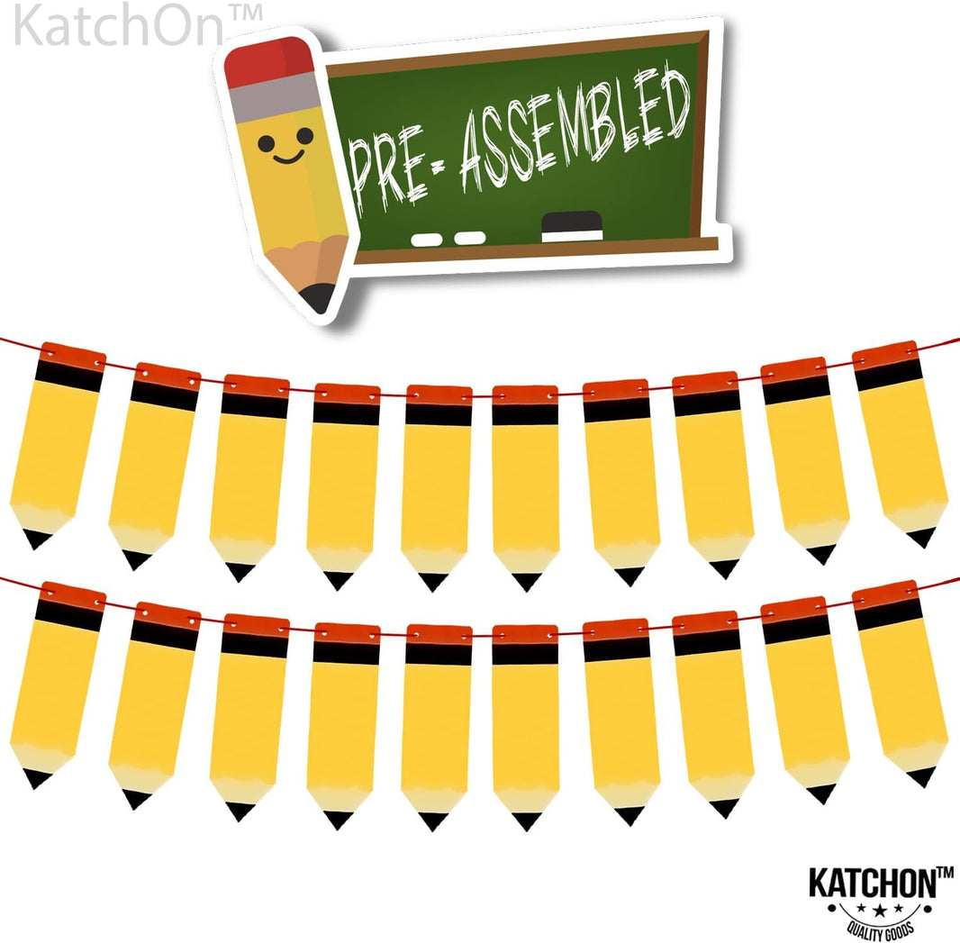 KatchOn Yellow Pencil Garland for Welcome Back to School Decorations