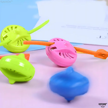 KatchOn, Colorful Spinning Tops For Kids - Pack of 24 Spinners | Party Toys Gifts and Party Favors for Kids | Pull Strip Spinning Top Toy Birthday Goodie Bag Fillers, Christmas Gifts, Classroom Prizes