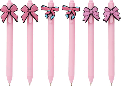 KatchOn 6Pcs Bow Pens Coquette Pink Retractable Writing Pen Bulk Birthday