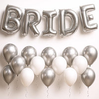 KatchOn, 23pcs Silver Bride Balloons Set - 16 Inch, Silver & White, for Bachelorette Party Decorations