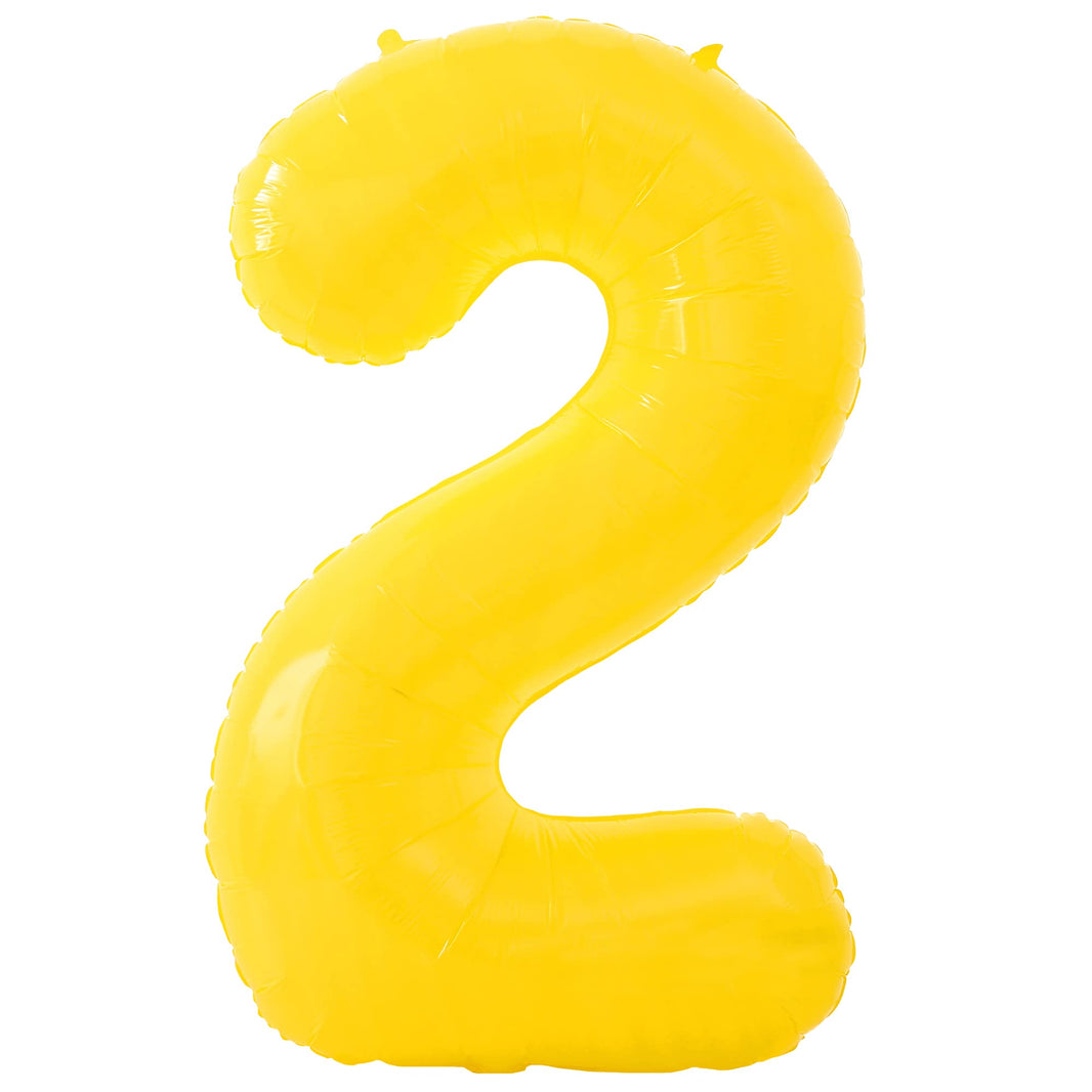 KatchOn, Giant Yellow 2 Balloon Number - 40 Inch | Two Birthday Balloons for 2nd Birthday Decorations | 2 Year Old Balloon, Party Decor | Anniversary Supplies, 2nd Bday Party Decorations