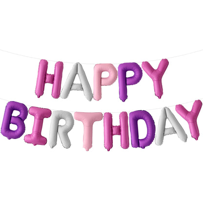 Katchon, Pink and Purple Happy Birthday Balloons - 16 Inch | Unicorn Happy Birthday Balloon Banner | Unicorn Birthday Decorations | Happy Bday Banner for Pink and Purple Party Decorations