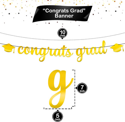 KatchOn, Shiny Congrats Grad Banner - 10 Feet, No DIY | Graduation Banner for Congratulations Graduate 2026 | Gold Graduation Decorations | Congratulations Banner, Graduation Party Decorations 2026