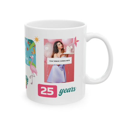 Happy Birthday Tropical - Customizable 'Years' and 'Photo' Ceramic Mug
