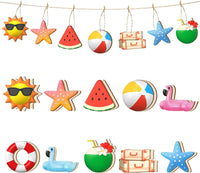Katchon 30 Pcs Summer Themed Tree Ornaments, Summer Wooden Hangings | Christmas in July, Hawaiian Theme Pool Flamingo Party Decorations, Beach Tree Decorations Summer Party Decor