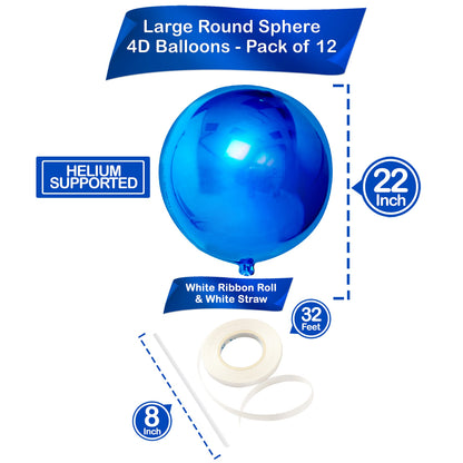 KatchOn, Large Royal Blue Balloons - 22 Inch, Pack of 12 | Royal Blue Mylar Balloons, Royal Blue Foil Balloons for Shark Birthday Decorations | Royal Blue Metallic Balloons for Blue Party Decorations