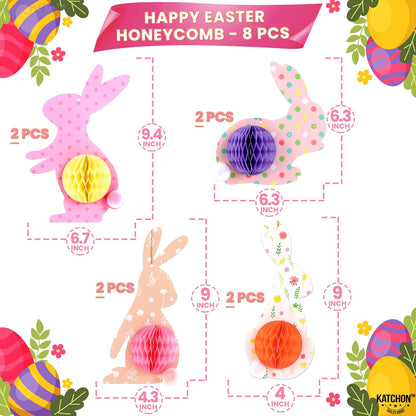 KatchOn, Easter Bunny Paper Centerpiece - Pack of 8 | Easter Honeycomb Centerpieces | Easter Hanging Decorations, Hanging Bunny Party Decorations | Bunny Decorations, Easter Decorations for Classroom