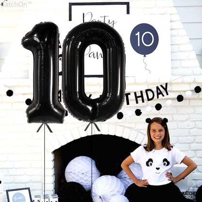 KatchOn, Giant Black 10 Balloon Number - 40 Inch | 10th Birthday Decorations | Black 10th Birthday Balloons for 10 Birthday Decorations Black | Black Number 10 Balloons
